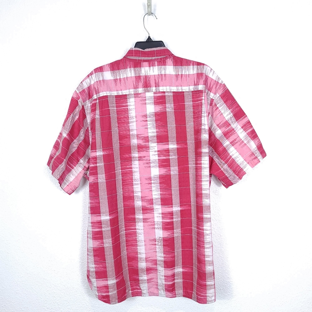 TOMMY BAHAMA Men's Who Got Ikat Stripe Button Down Shirt Red - Picture 10 of 12